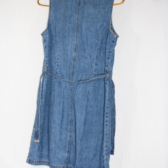 Vintage Old Navy Shirt Dress Women's 2 Blue Denim Sleeveless Y2K Button-Up Mom - Picture 7 of 8